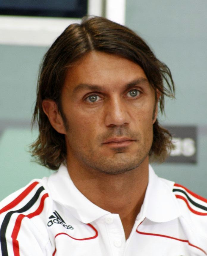 Paolo Maldini wearing AC Milan colours